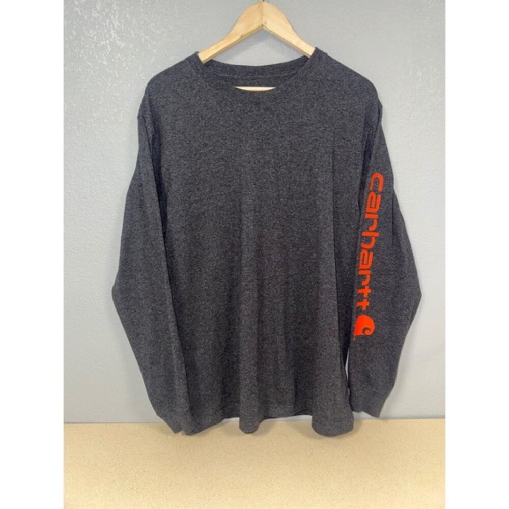 Carhartt Men's Loose Fit Long Sleeve Graphic T-Shirt Charcoal Grey Size M